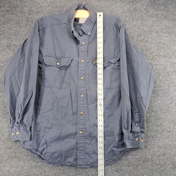 Wrangler Riggs Button Down Shirt Mens Large Long Sleeve Gray Chest Pocket Casual - Picture 10 of 12